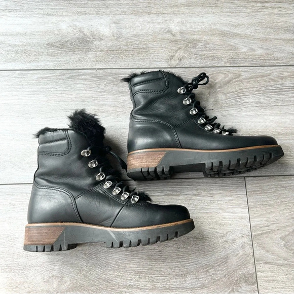 Rudsak Black Leather Lace Up Fur Winter Boots Made in Italy - Picture 6 of 16